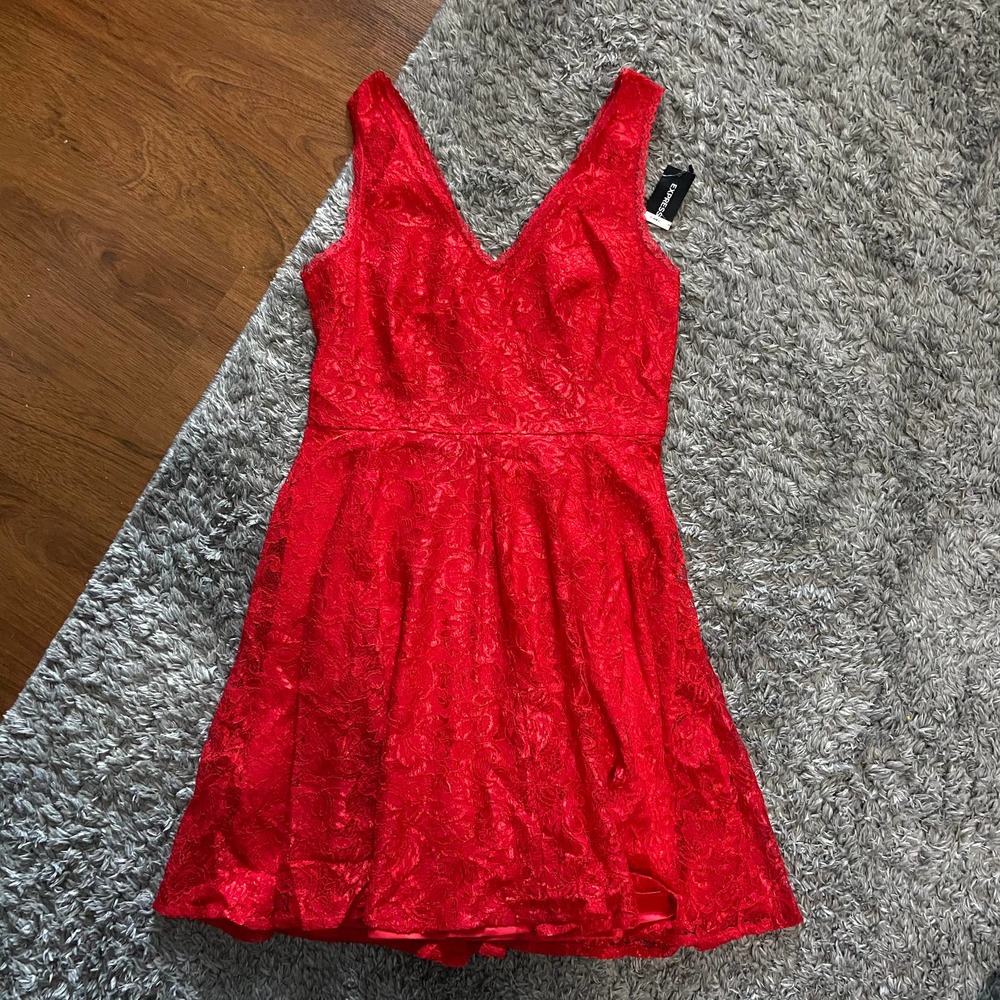 Express Red Lace Cocktail Dress